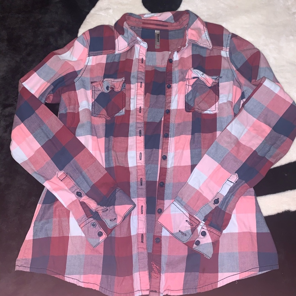 Garage Pink and Navy Blue Flannel